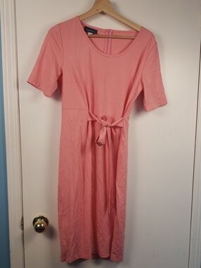 CARRY MATERNITY Coral Pink Tie-Waist Midi Dress SIZE SMALL P